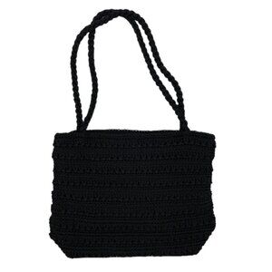 Croft & Barrow crochet shoulder bag black beach coastal summer gothic purse